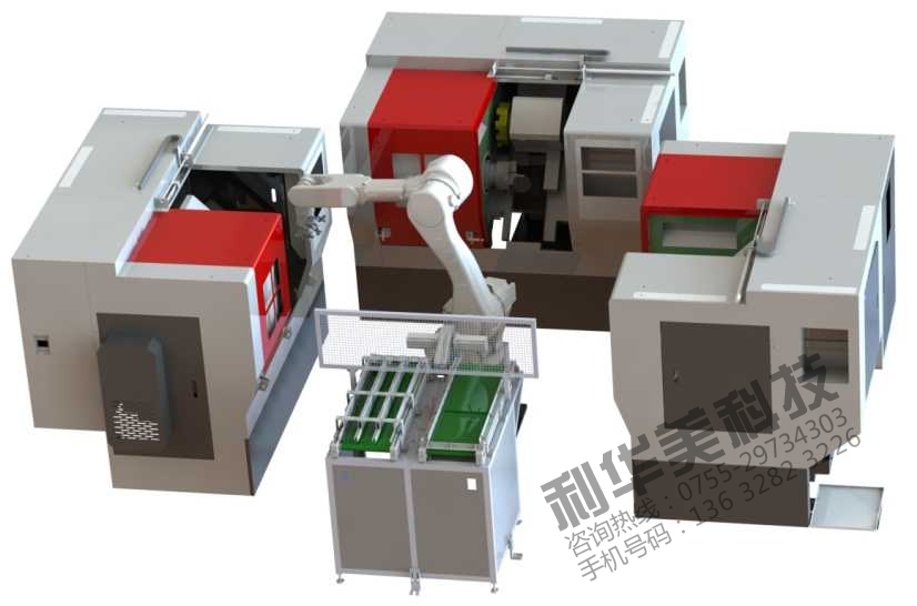 加工中心關節(jié)機器人一對三配皮帶料倉